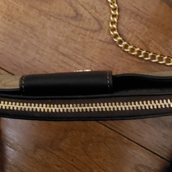 Coach Tan and Black Wristlet with Gold Chain - Picture 5 of 10